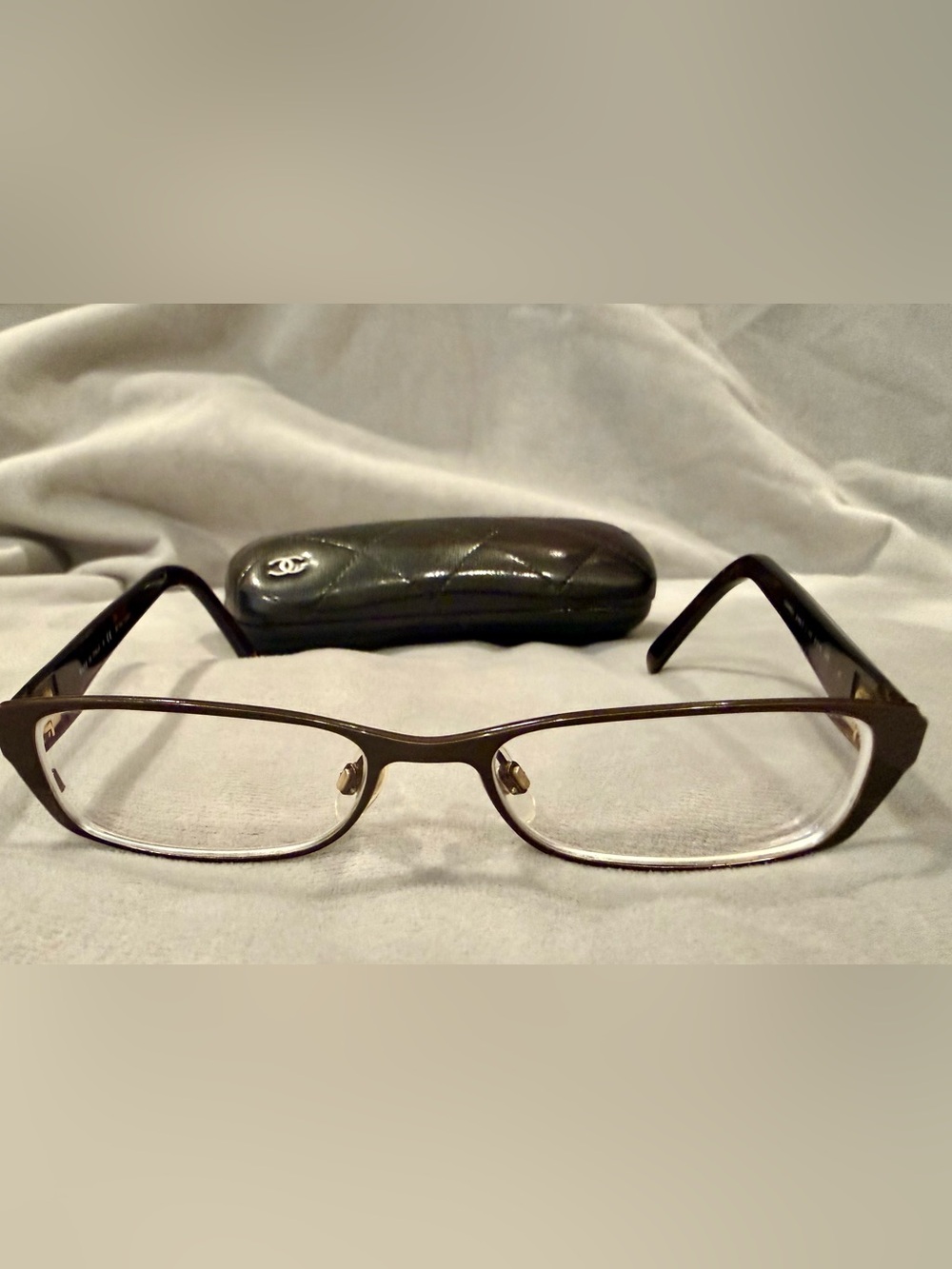 Authentic CHANEL Brown tortoise Metal Eyeglass Frames